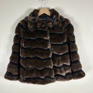 INC International Concepts Brown Faux Fur Coat